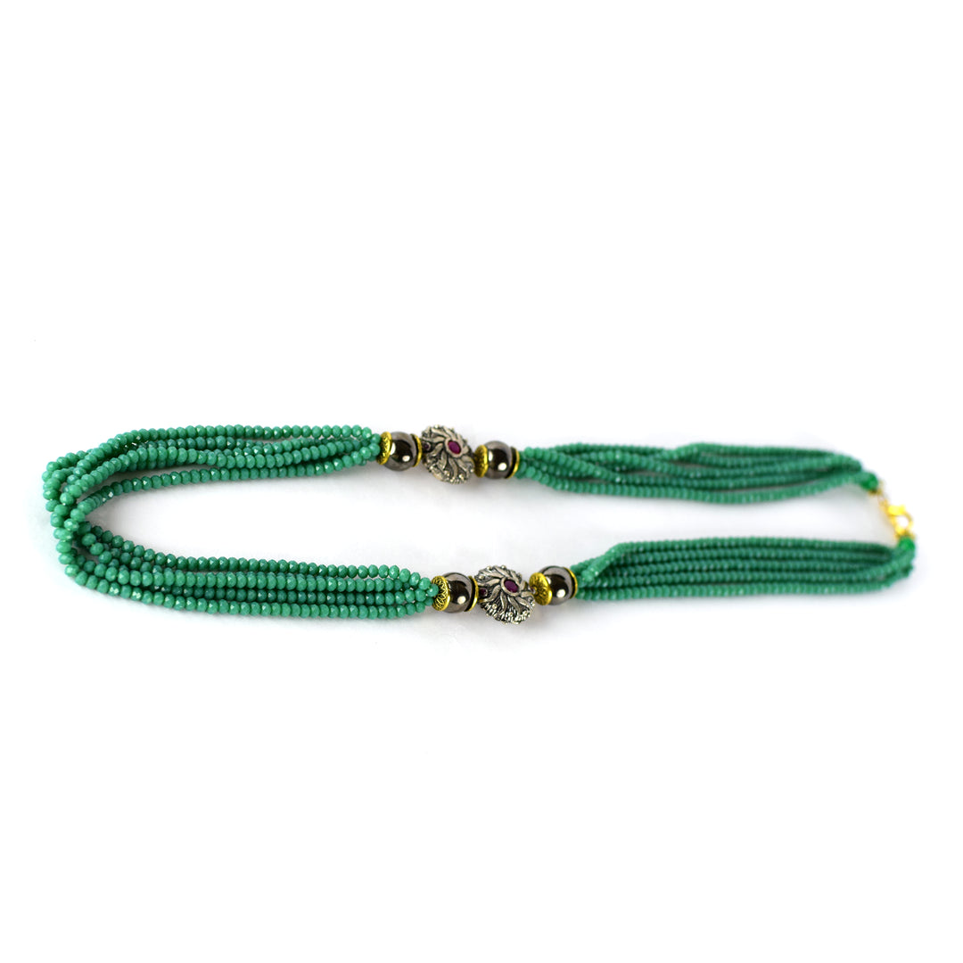Green Moonga Jaipuri Necklace Set