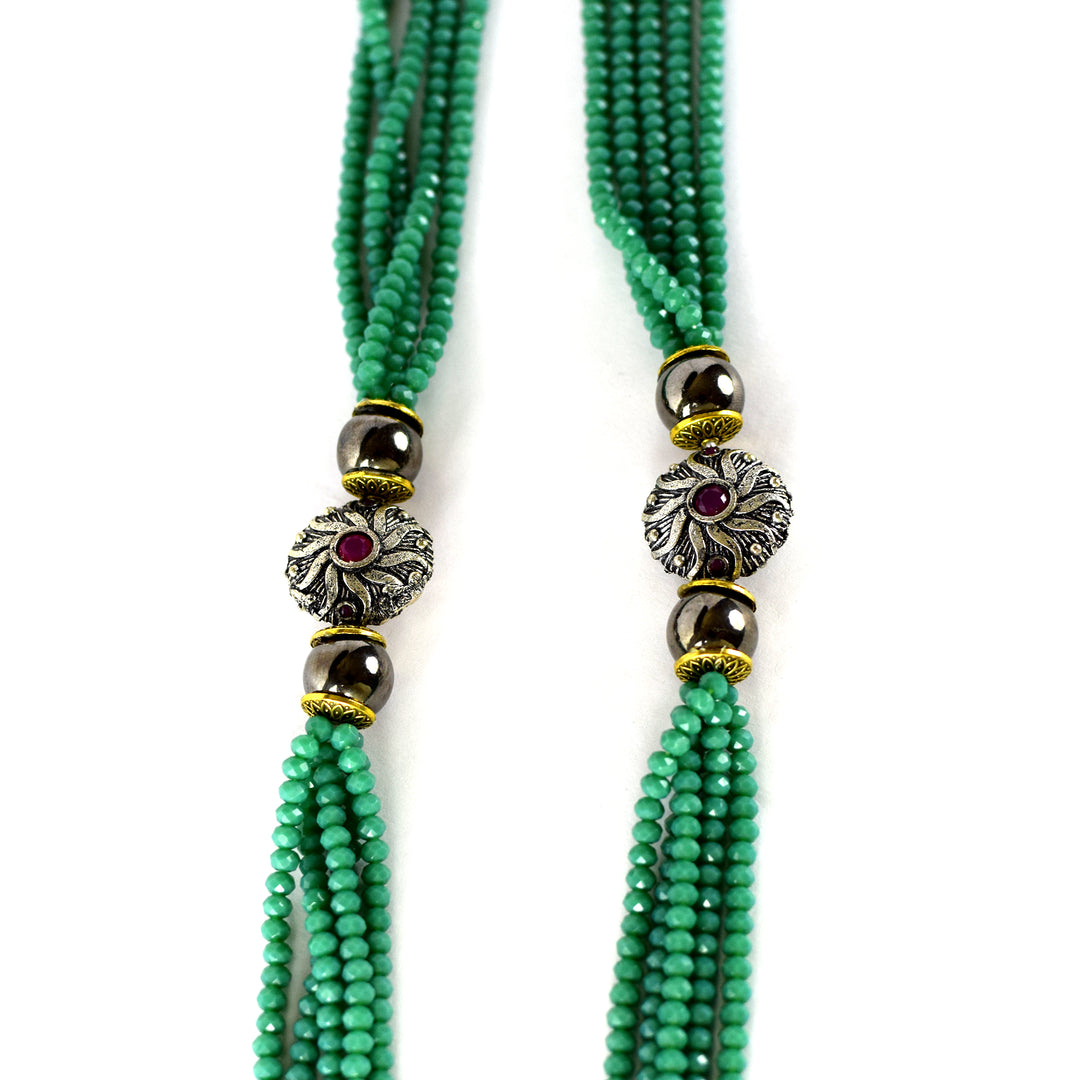 Green Moonga Jaipuri Necklace Set