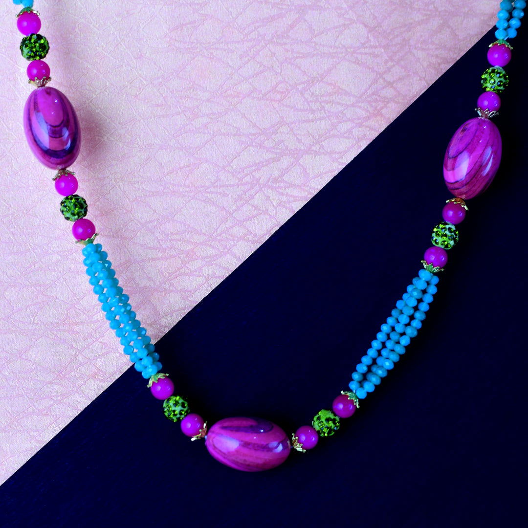 Rhinestone Beads Moonga Necklace Set