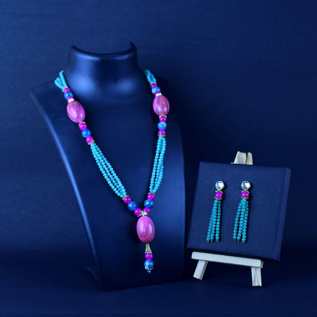 Handcrafted Multicolor Beaded Necklace & Earrings Set