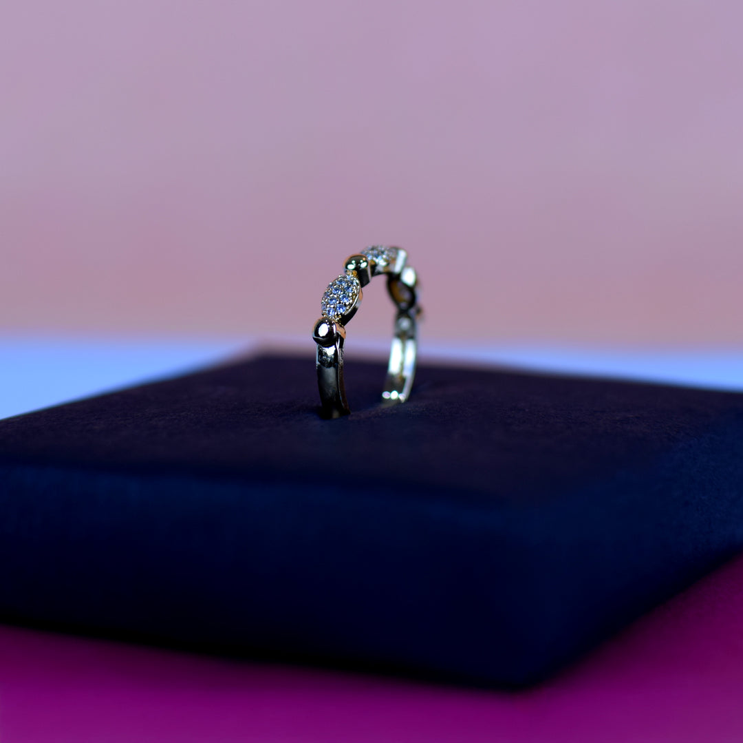 Zircon Band Ring with Cluster