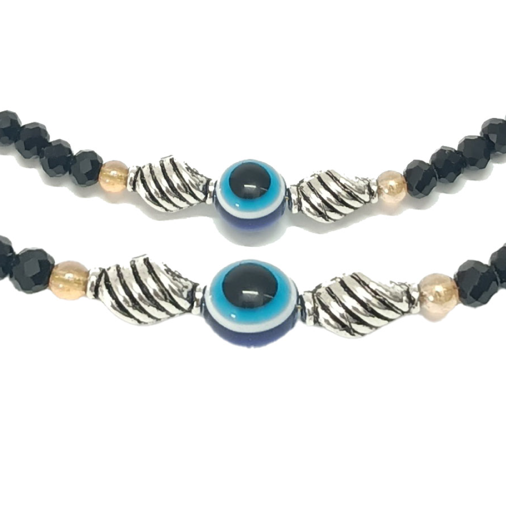 Evil Eye Cross Oval Anklets