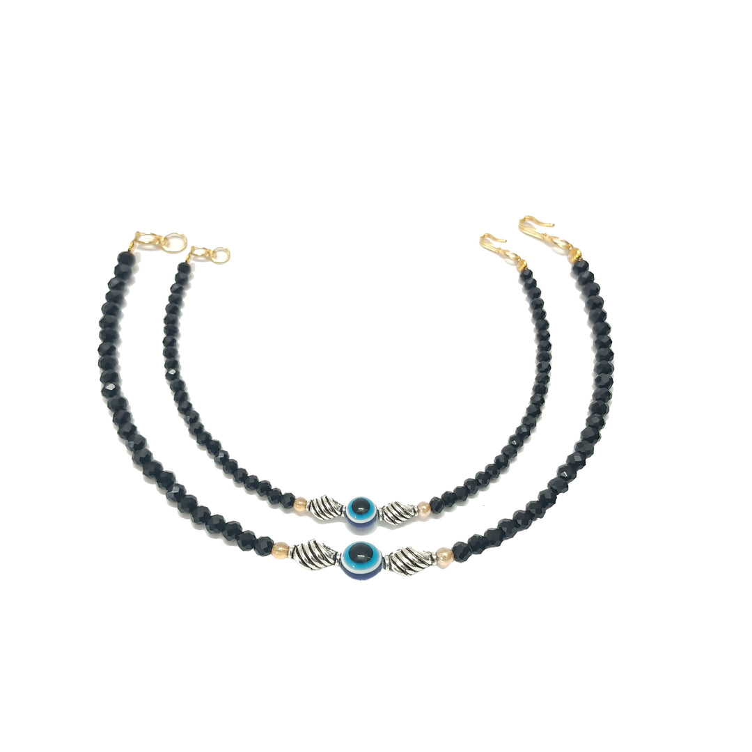 Evil Eye Cross Oval Anklets