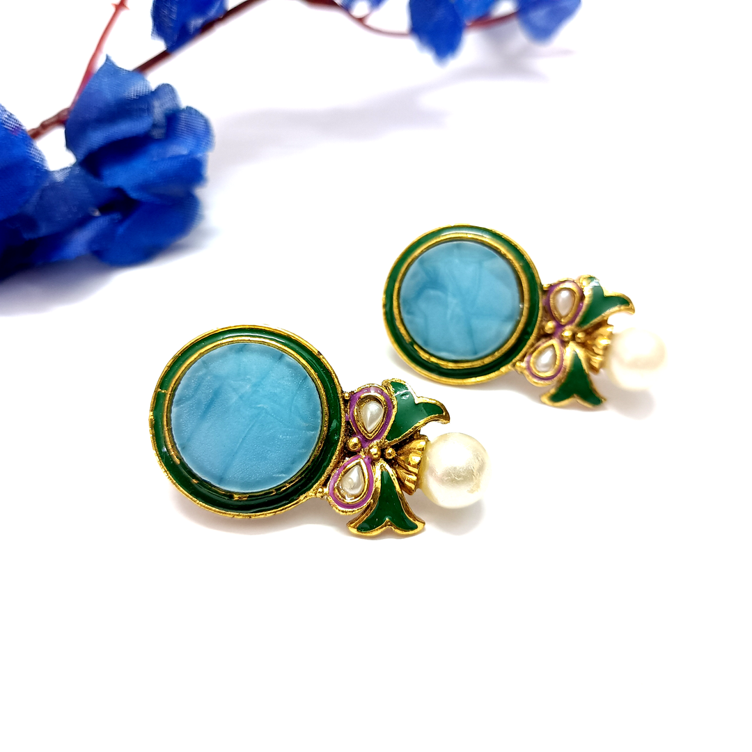 Western Alloy Sky Blue Earrings