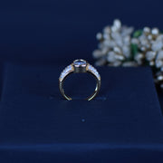 Elegant Silver-Tone Solitaire Ring with Sparkling CZ Stones