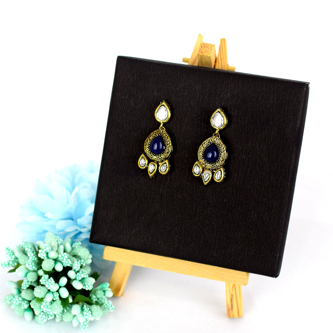 Blue Kundan Necklace Earring Set