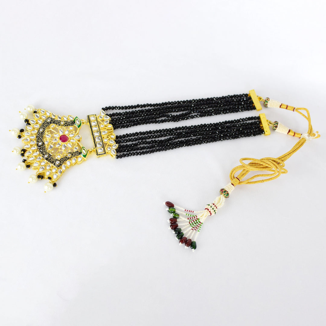 Black Kundan Necklace Earring Set