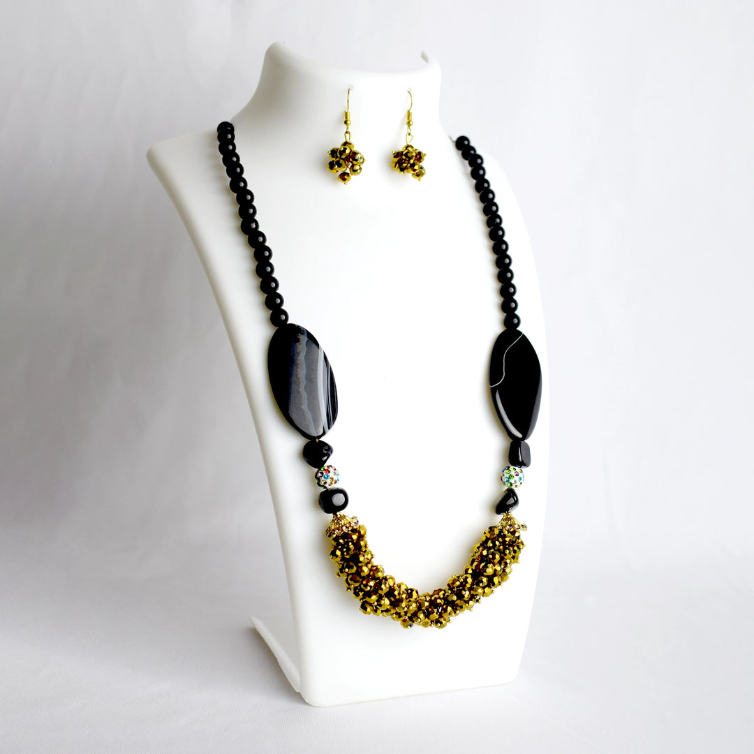 Onyx Modern Necklace Earring Set