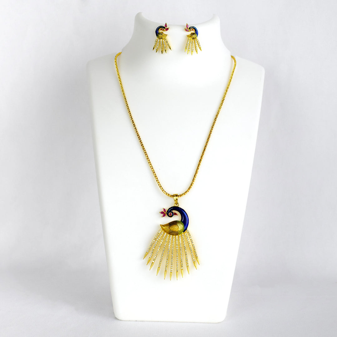 Golden Peacock Diamond Necklace Set