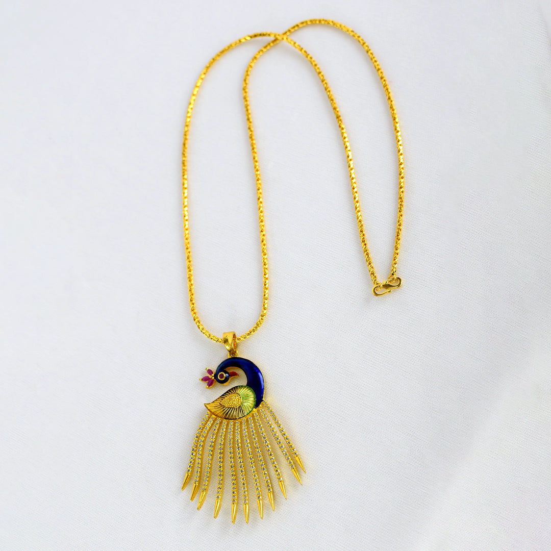 Golden Peacock Diamond Necklace Set