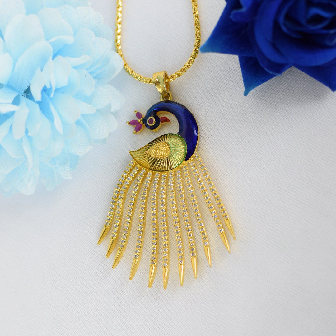 Golden Peacock Diamond Necklace Set