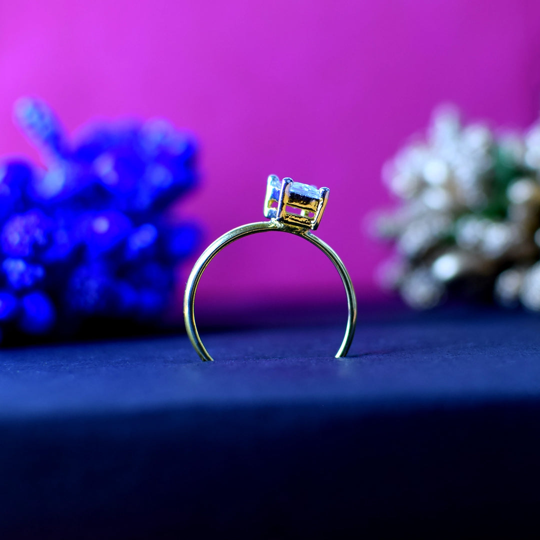 Anti-Tarnish Diamond Golden Crystal Ring