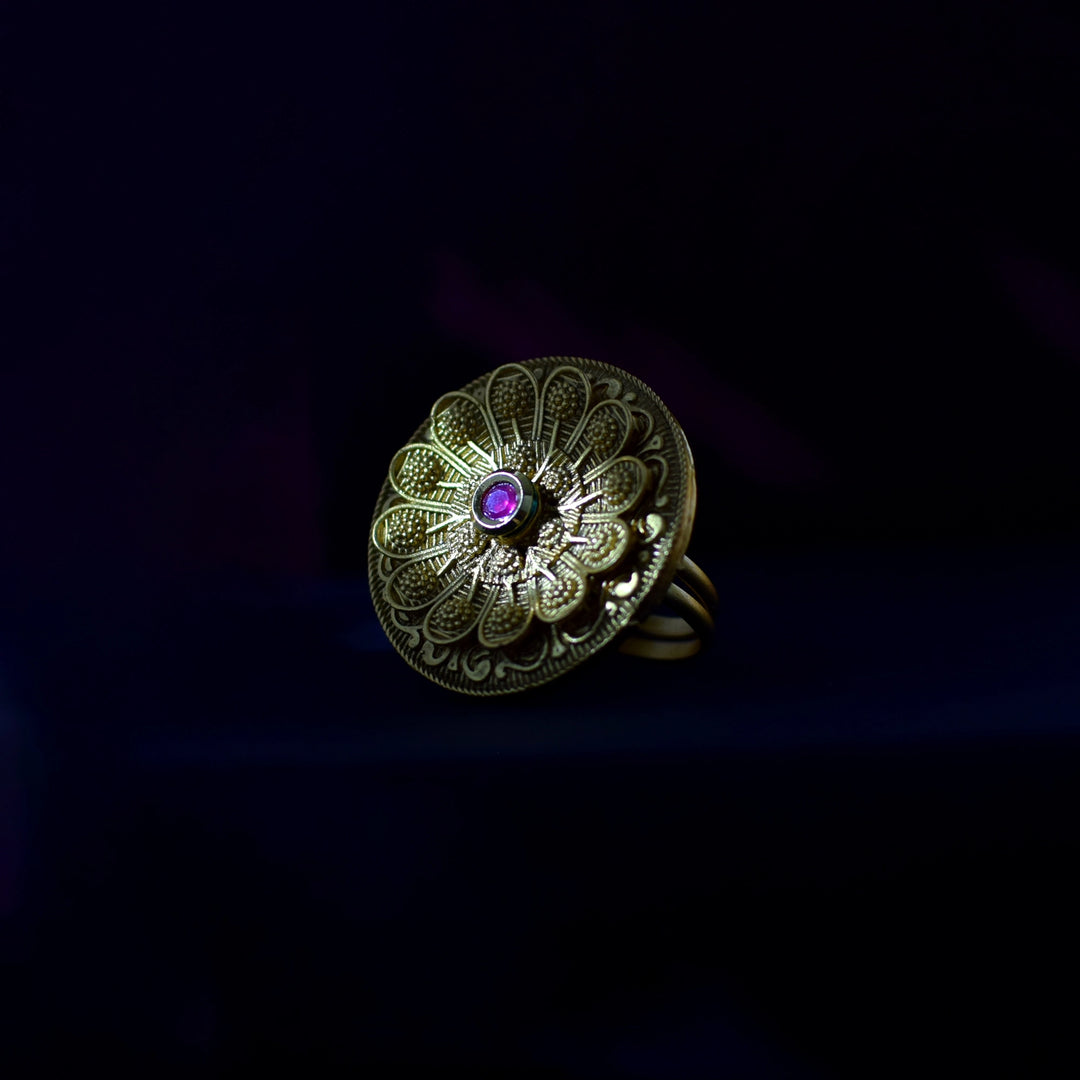 Anti-Tarnish Antique Temple Ring