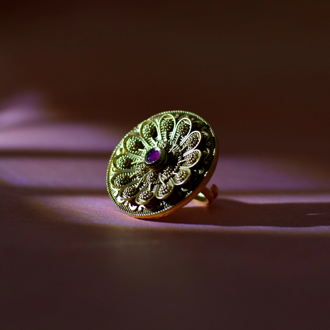 Anti-Tarnish Antique Temple Ring