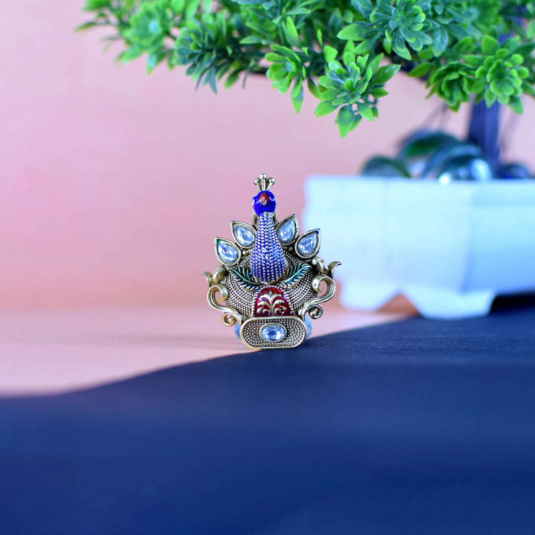 Anti-Tarnish Peacock Golden Temple Ring