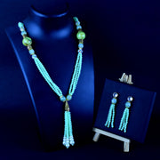 Handmade Pista Beaded Necklace & Earrings Set