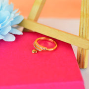 Gold-Toned Heart Charm Ring with Zircon Accents