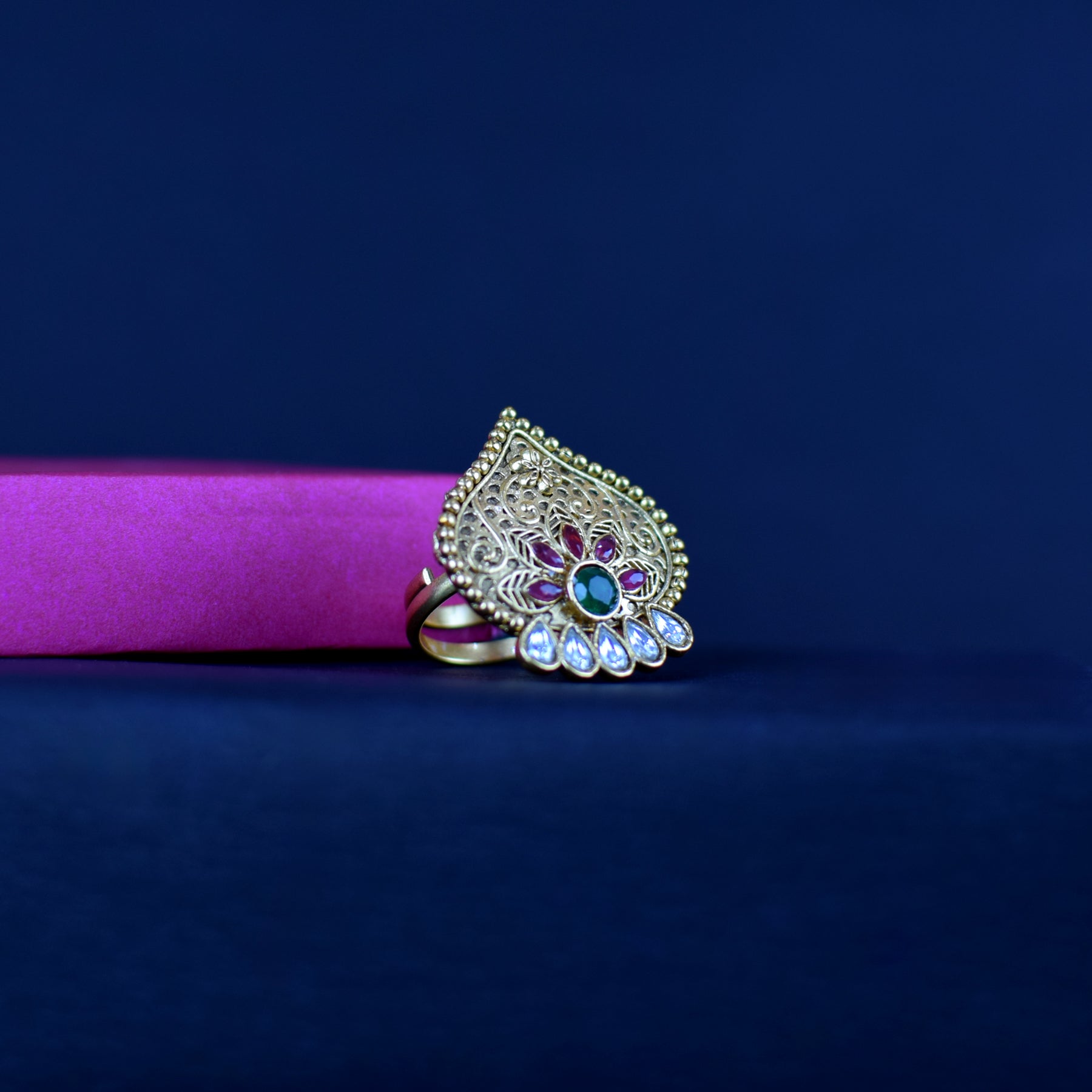 Antique Gold-Plated Statement Ring
