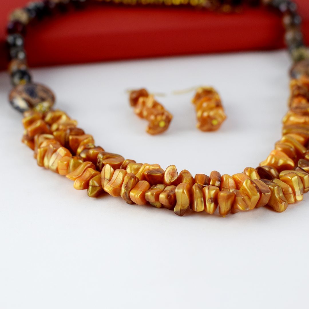 Multicolor Stone Beaded Necklace Set with Earrings