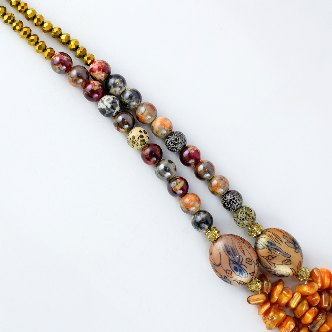 Multicolor Stone Beaded Necklace Set with Earrings