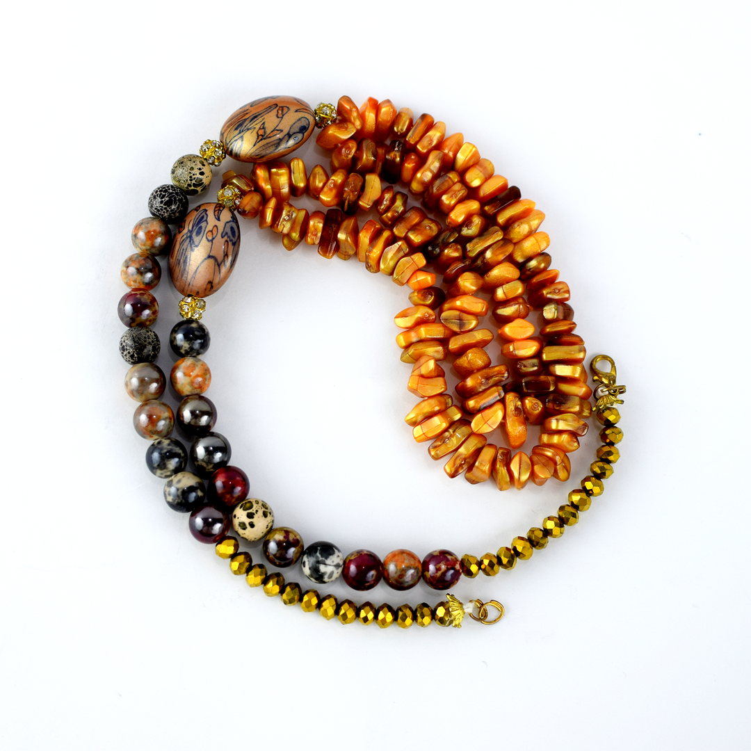 Multicolor Stone Beaded Necklace Set with Earrings