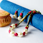 Handcrafted Pearl & Multicolour Bead Necklace Set