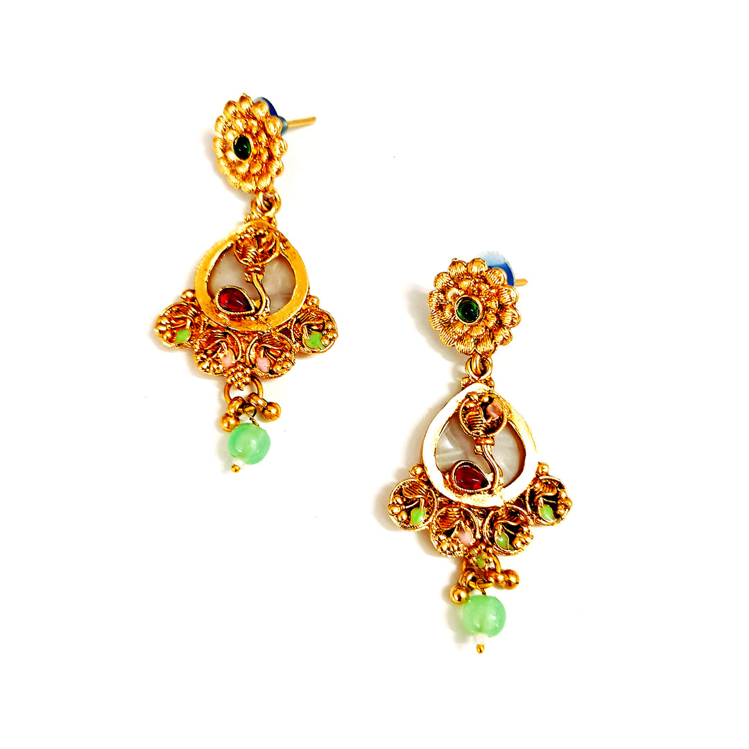 Vintage Kundan & Pearl Multi-Strand Temple Necklace Set