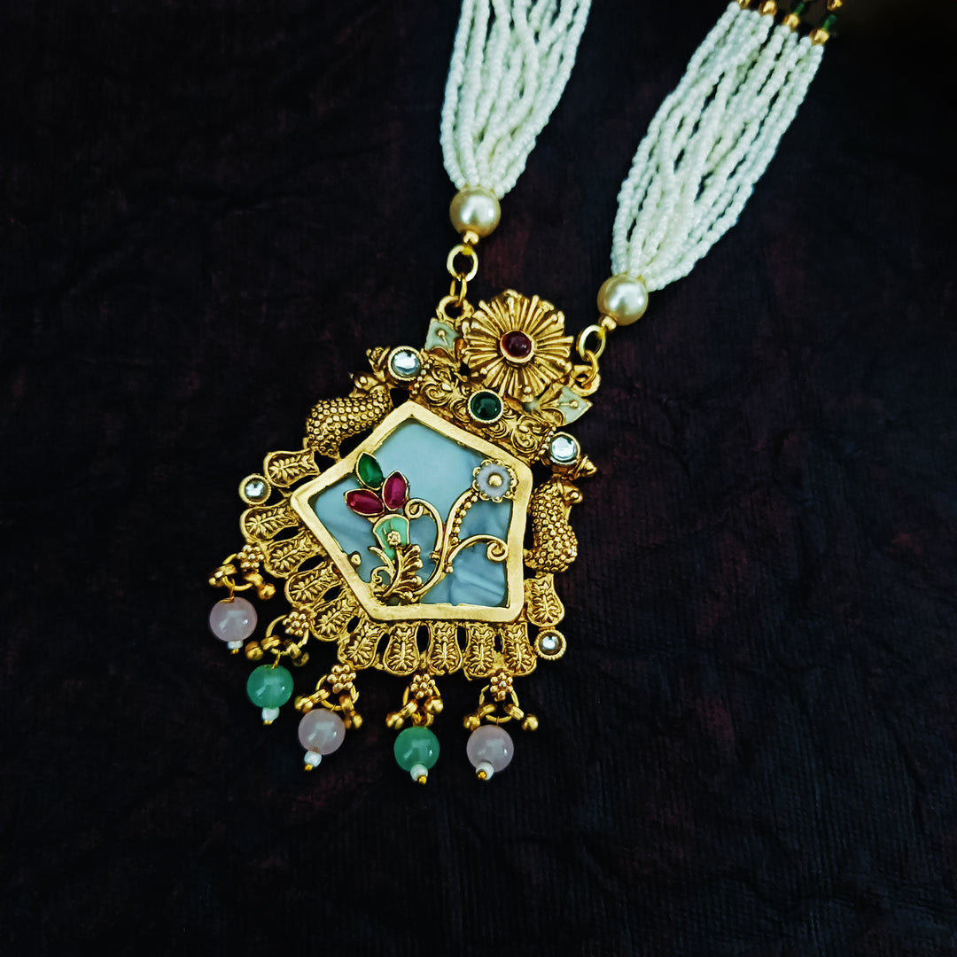 Royal Multistrand Kundan Beads Necklace Set