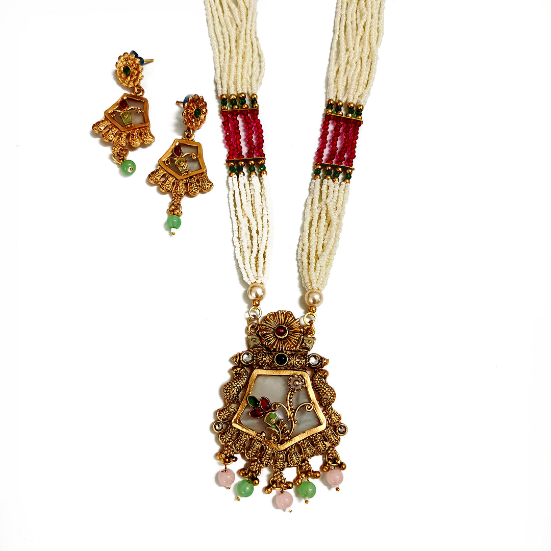 Royal Multistrand Kundan Beads Necklace Set