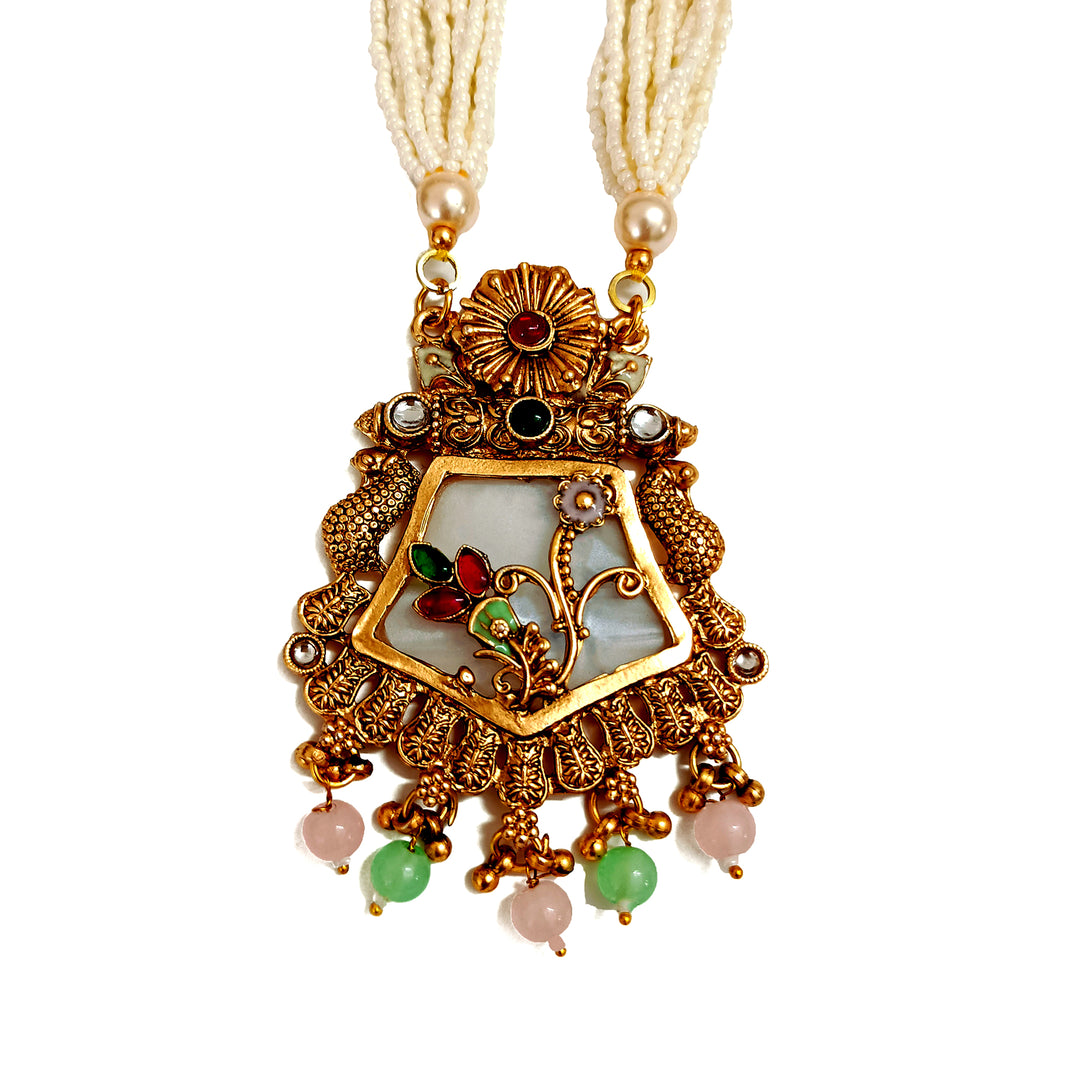 Royal Multistrand Kundan Beads Necklace Set