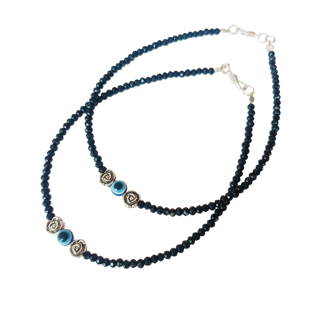 Evil Eye with Rose Anklet Set