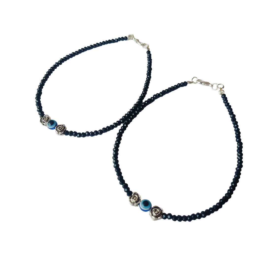 Evil Eye with Rose Anklet Set