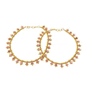 Light Pink Stone Golden Anklet Set