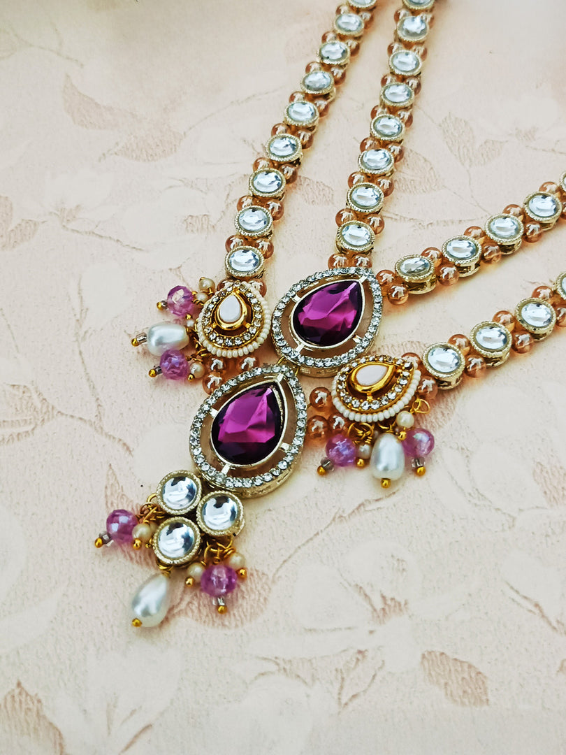 Handcrafted Pink Pearl Silver Necklace Set