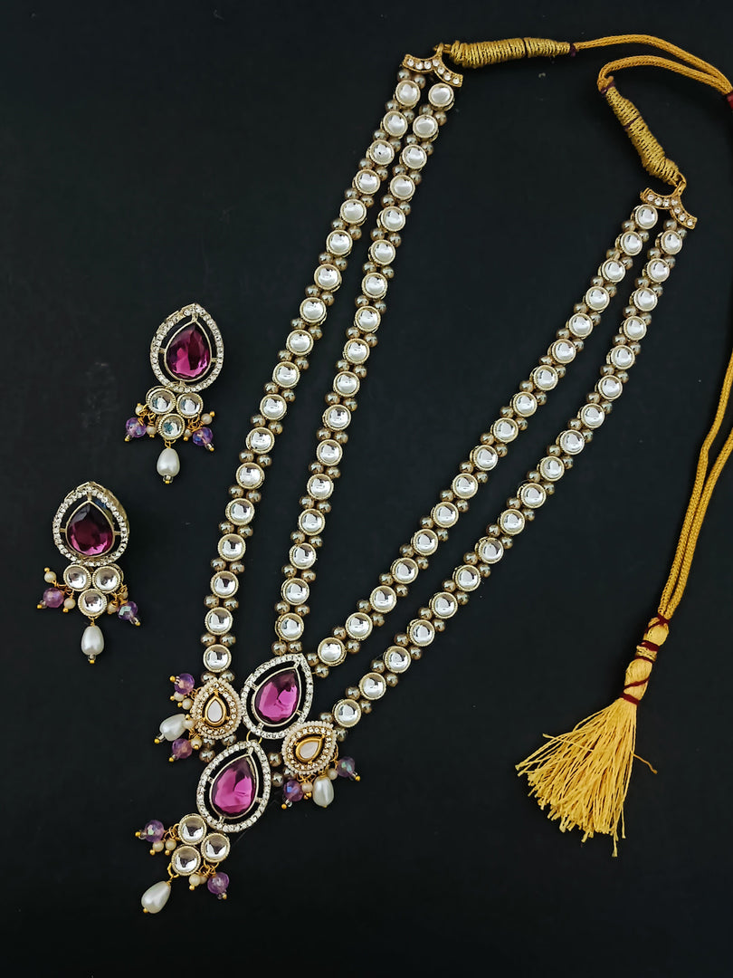 Handcrafted Pink Pearl Silver Necklace Set