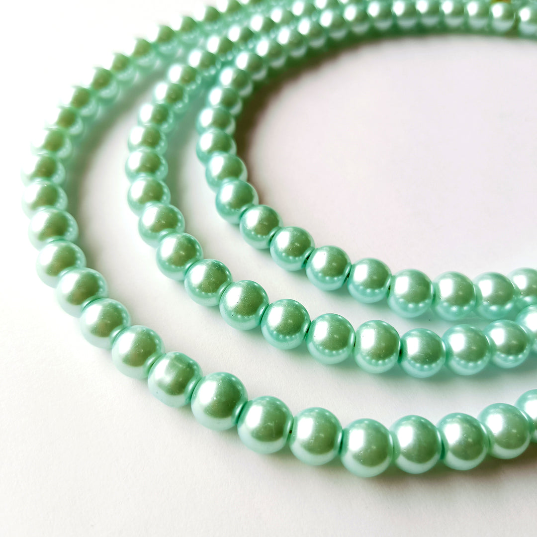 Turquoise Blue Triple Layer Pearl Necklace Set