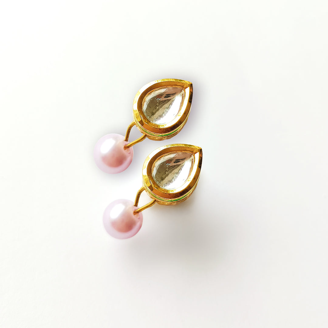 Rose Pink Triple Layer Pearl Necklace Set