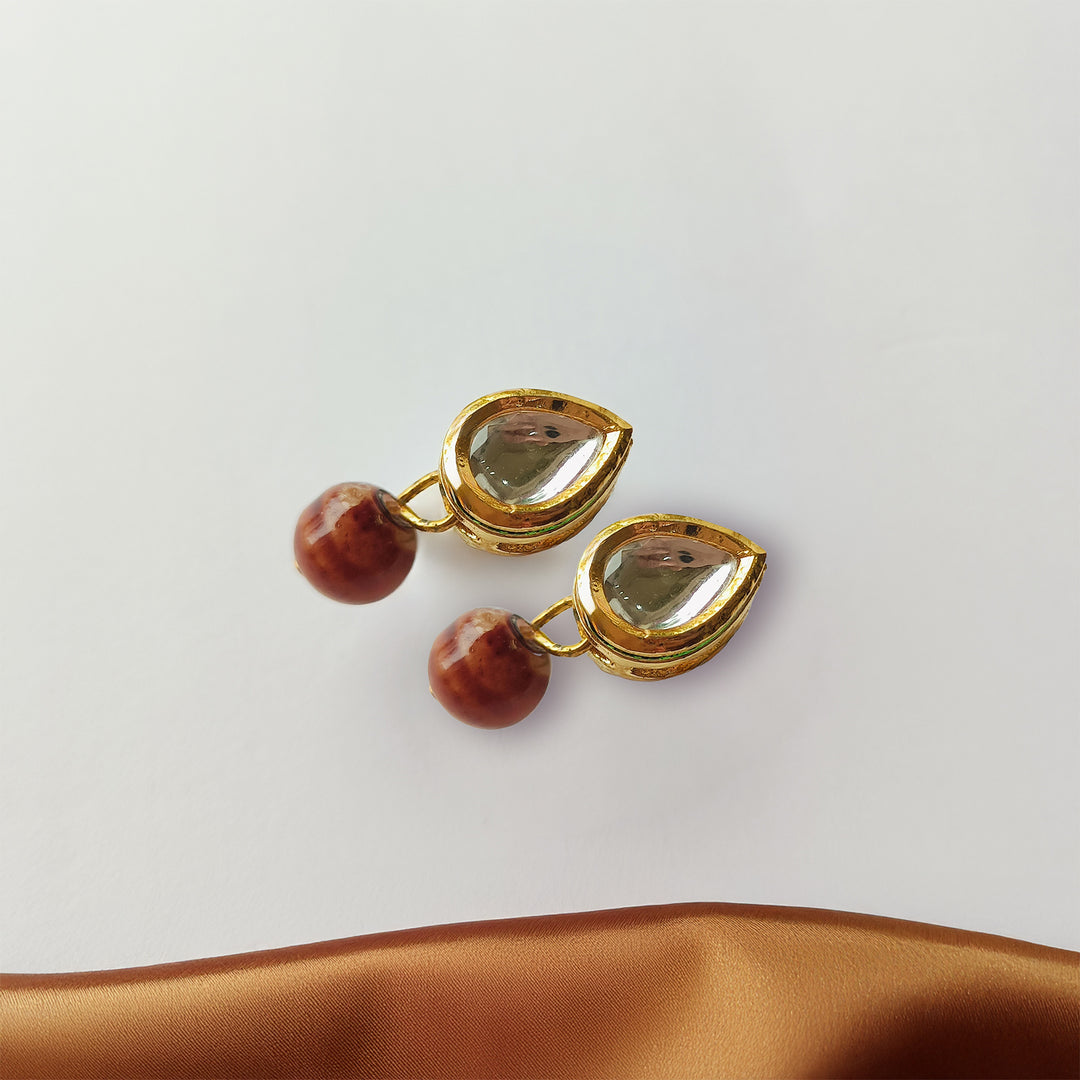 Brown Tiger Dual Layer Pearl Necklace Set