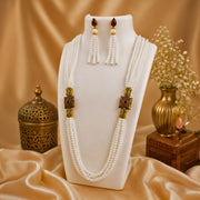 Penta Layer White Pearl Necklace Set