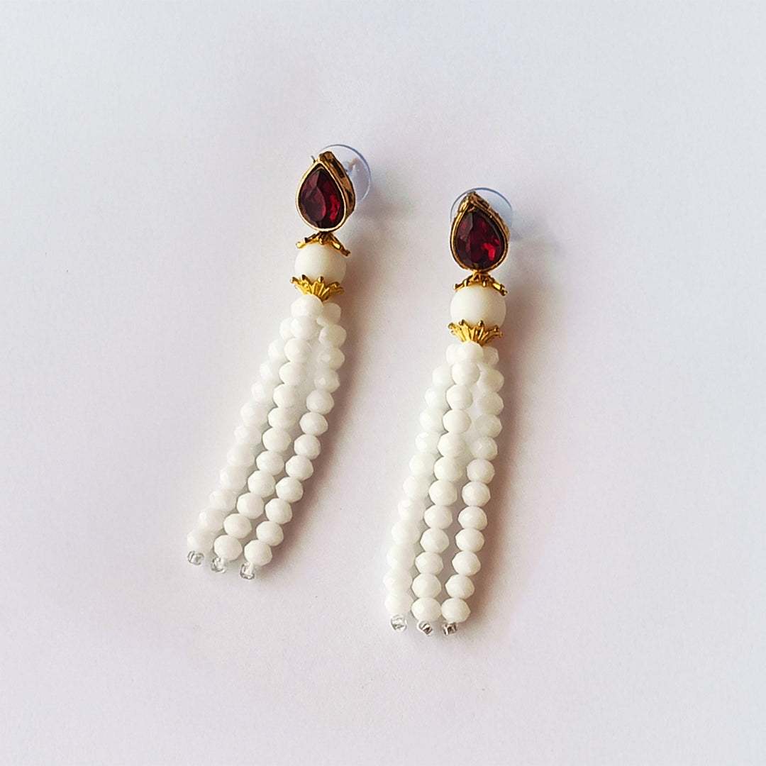 Penta Layer White Pearl Necklace Set