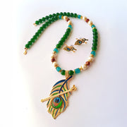 Peacock Krishna Multi Colour Necklace Set
