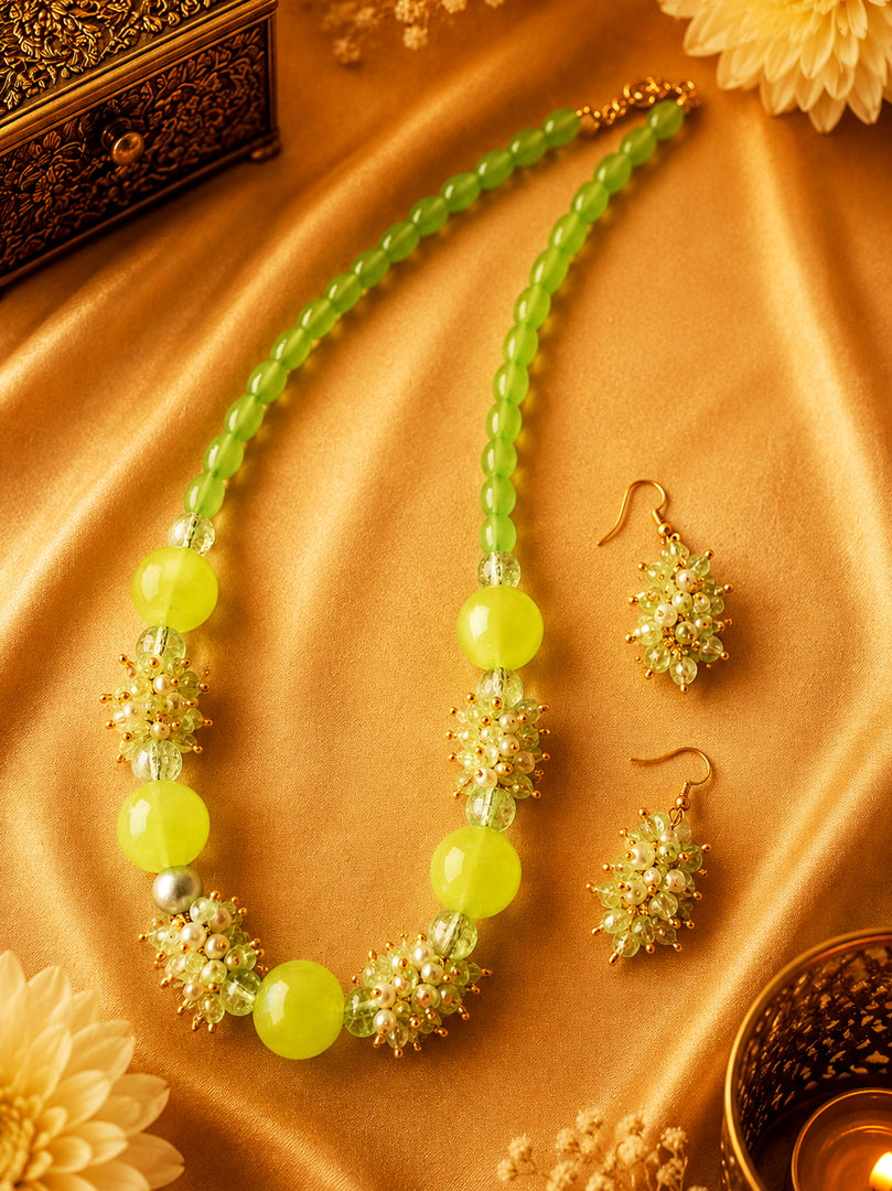 Lime Green Beaded Necklace Set