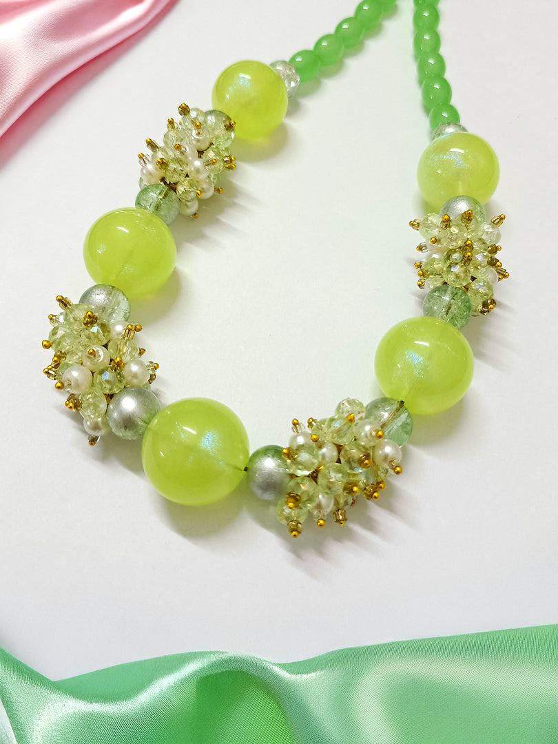 Lime Green Beaded Necklace Set