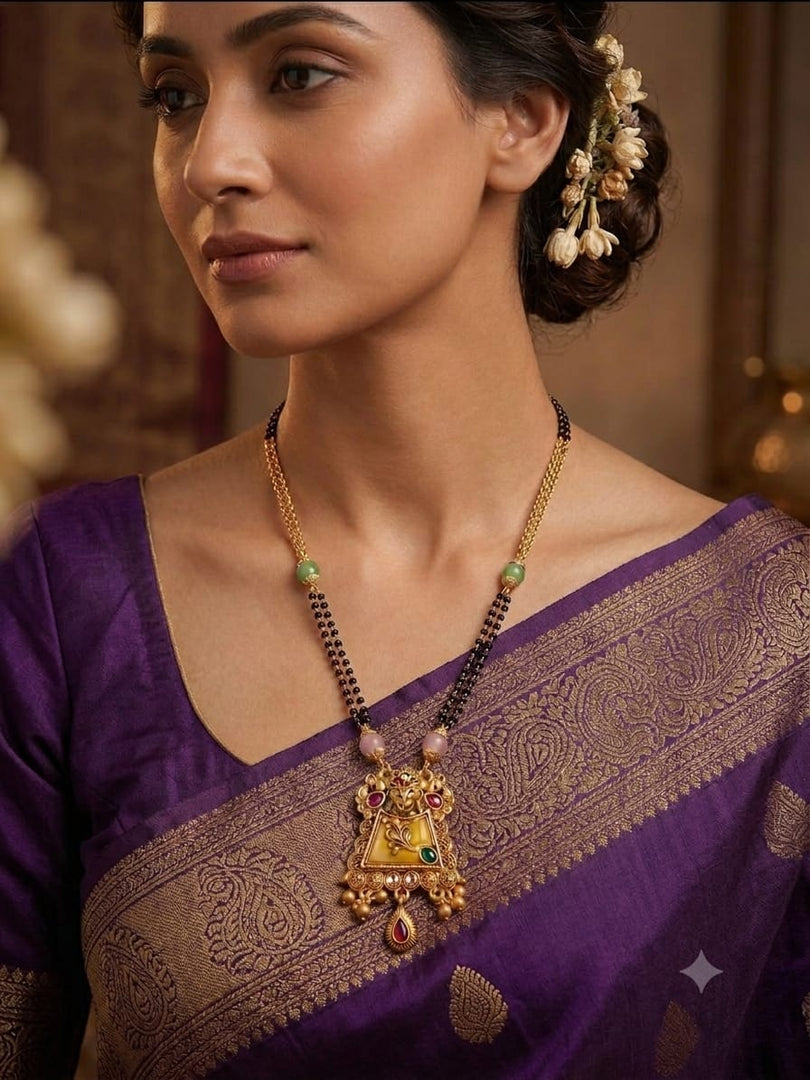Polki Mangalsutra with Gold Finish