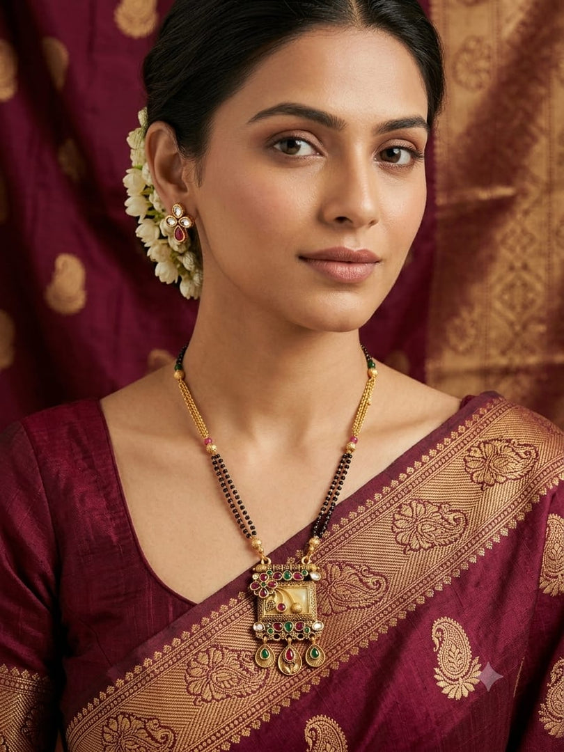 Polki Mangalsutra with Gold Finish