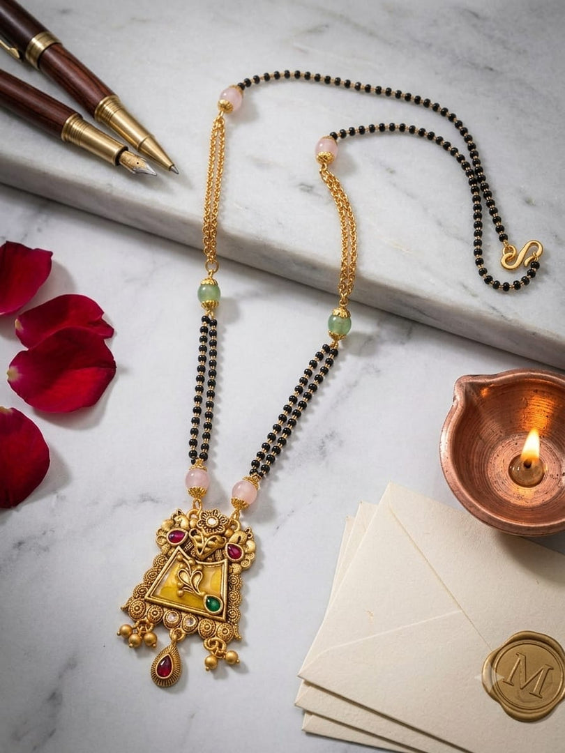 Polki Mangalsutra with Gold Finish