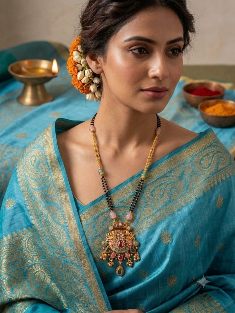 Polki Mangalsutra with Gold Finish
