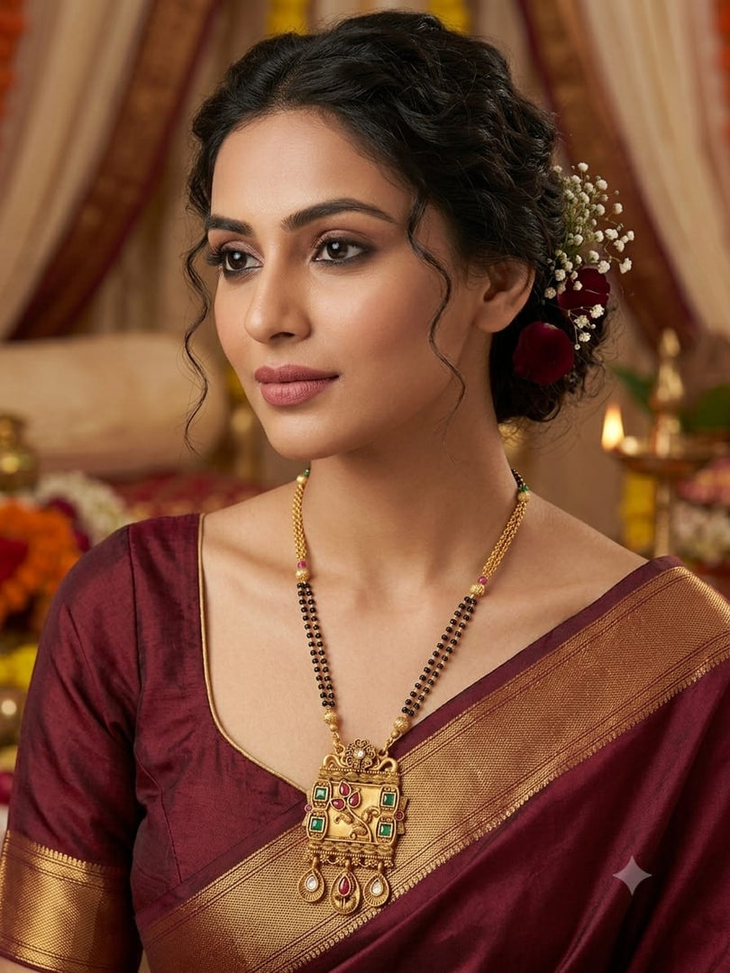 Polki Mangalsutra with Gold Finish
