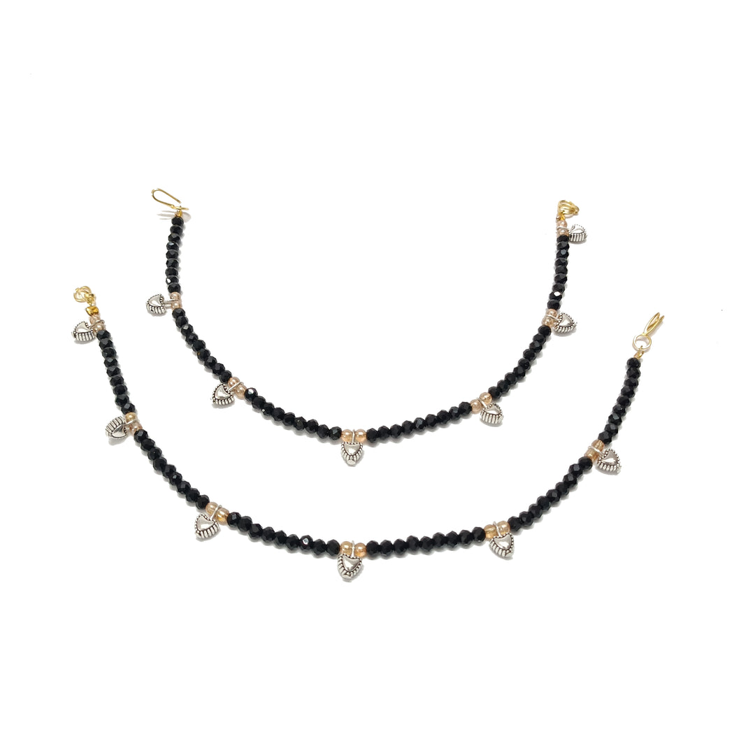 Silver Heart Couple Anklets