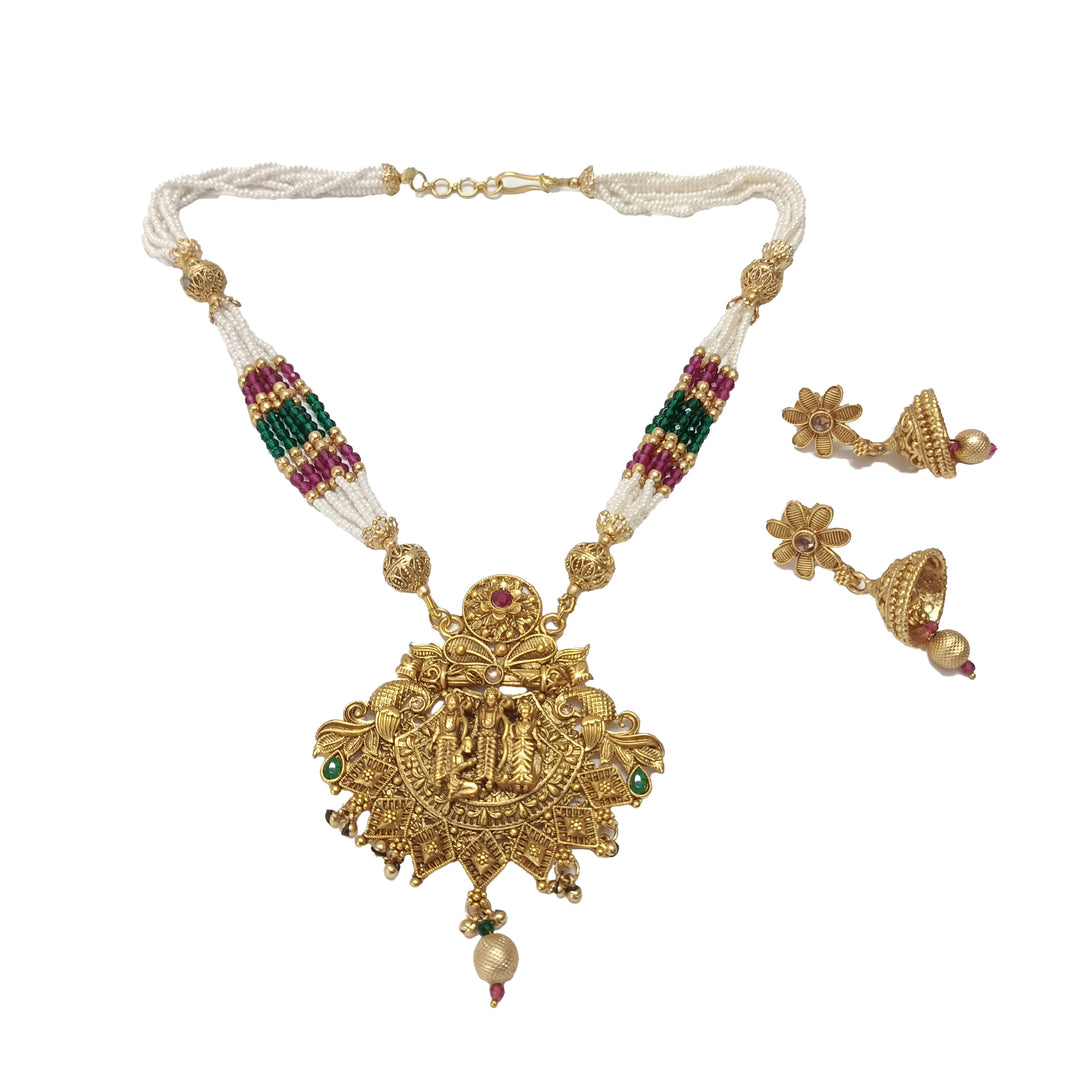 Ram Darbaar Multicolour Antique Gold Plated Set